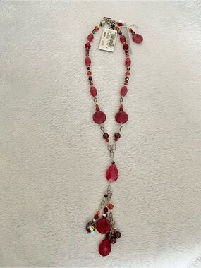 Vintage NWT Tres Jolie Red Swarovski Crystal Necklace 12 inch long